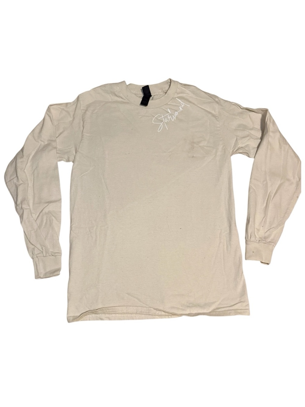 Gildan Ultra Cotton Long Sleeve Shirt Top Starbound Cream Small